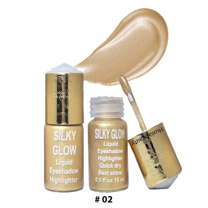 Huxiabeauty Silky Glow Liquid Eyeshadow Highlighter Quick Dray Best Shine  For Girls And Women 15ml