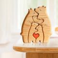 Wooden Family Puzzle Bears Personalised Bear Family Wooden Art Puzzle in Heart Shape Animal Puzzle for Kids 3 Years Old and Up. 