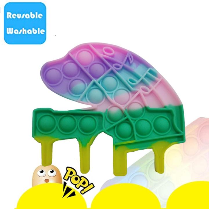 Push Pop Bubble Fidget Spinner Pop It Silicone Toy - 6 inches - Rainbow Piano Table
