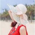 Duang Duang Women Colorful Big Brim Straw Bow Hat Sun Floppy Wide Brim Hats Beach Cap. 