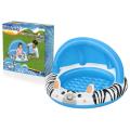 Shaded Baby Pool | Safari Fun Inflatable Play Centre UV Sunshade Inflatable Floor Zebra Design 38" x 26". 