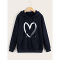 Women's Fashion Hoodie Heart-Printed Winter Collection Fleece Heart Hoodie & Pullover Kangaroo Pocket. 