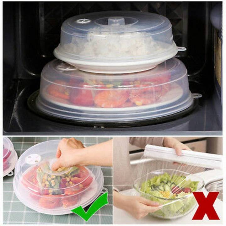 Plastic Food Cover Tent Microwave Plate Cover Dust Cover Round Anti-Splatter Lid for Kitchen