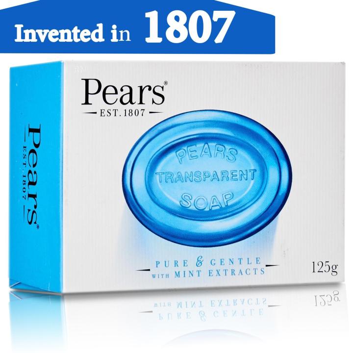 Pears Transparent Soap - Blue - Pure & Gentle With Mint Extracts - 125g