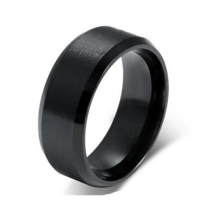 Black Titanium Stainless Steel Ring for Men