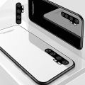 Biruiqu For Xiaomi Mi Note 10 Lite Shockproof Tempered Glass Back Soft Silicone Edge Black Case Cover Casing. 