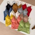 Woman Sexy Front Cross Bra Slip Bralette Padded Crop Top Shoulder Bustier for Women Free Size Suits (30 - 36). 
