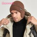 Cold Weather Beanie Hat Cozy Winter Beanie Hat for Men Women Warm Knit Wool Hat with Earflaps Fleece Lining Winter Thermal Hat. 