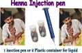 Injection Mehndi injection Pen with 2 Plastic Container for liquid , Creating amazing henna designe. 