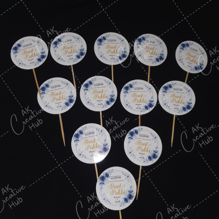CUSTOMIZED%20Baat%20Pakki/Date%20Fixed%20Mithai%20Cupcake%20Toppers%20Pack%20of%2010/20,%20Perfect%20for%20Engagement%20&%20Wedding%20Party%20Celebration%20,Baat%20Pakki%20&%20Wedding%20Party%20Celebration%20Toppers%20-%20Image%205