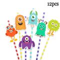 Monster Theme Party Supplies Disposable Tableware Plates Cup Banner Cake Topper Birthday Party Decorations Kids Boys Girls Favor. 