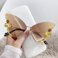 Fashion Sparkling Rhinestone Rimless Butterfly Sunglasses Y2K Women Luxury Brand Vintage Sun Glasses Ladies Eyewear gafas de sol. 