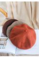 Women Girls Winter Warm Faux Wool Beret French Artist Beanie Hat Cap Red Black Purple Pink Orange Kawaii Flat Top Caps Warmers. 