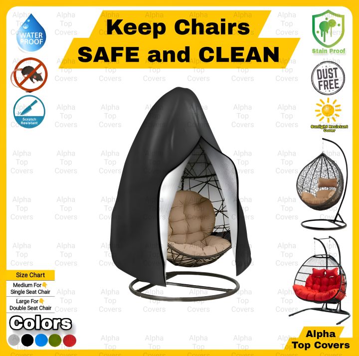 Egg Hanging Swing Chair Cover BY ALPHA TOP COVERS - Waterproof Dust Proof Insect Free Good Life Patio Chair Shizi Egg Shaped Hanging Chair Dust Cover Protector Egg Hanging Chair Jhulla Egg Chair jholla Covers