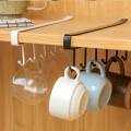 Under Cabinet 6 Hooks Mug Cup Holder for Kitchen, Mug Cup storage Rack, for Cupboards Wardrobes, Under Cabinet Utensils Hanger, Hanging Organizer rack for Kitchen Organiser Over the Door Hook. 