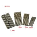 40 Pieces 0.5mm-2.0mm Straight Shank Mini Drill Bit Set Tiny Mini Small Drill Bits Full-Ground HSS Twist Drill for Dil. 