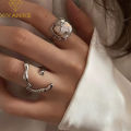 XIYANIKE Elegant Square Pearl Geometric Open Cuff Finger Rings For Women Girl Fashion Trendy Jewelry Gift Party кольцо женское. 