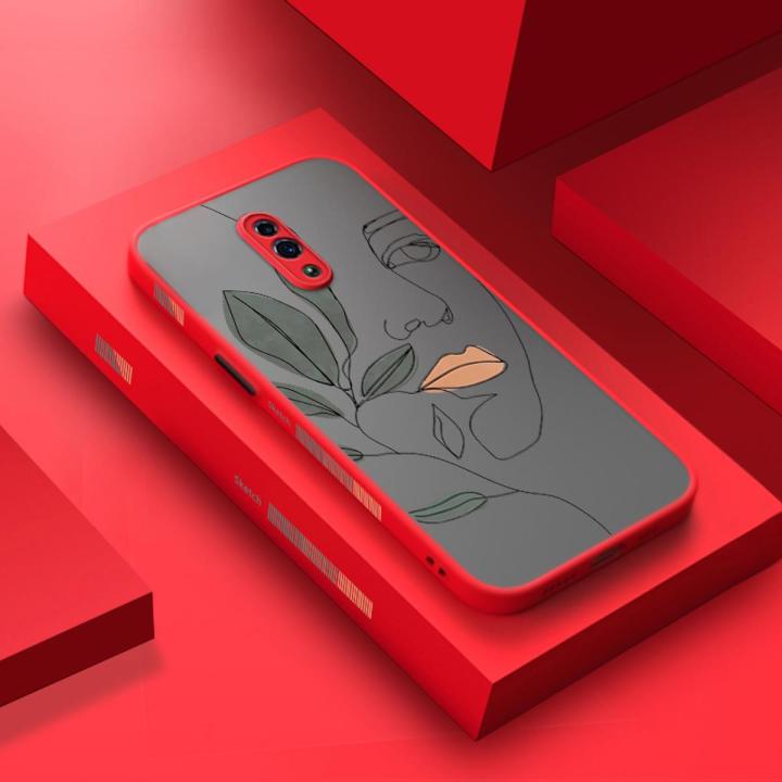 For OPPO Reno Reno Z Case With Simple artistic face Frosted Transparent Hard Casing soft Side Edge Square Silicone Cases Full Back Cover Camera New Design Phone Case Shockproof Protection Case