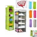 Pack of 2-Storage Box Compactor Clothes Hanging Organiser VERTICAL FOLDABLE HANGING Closet Organizer Storage Bag Wardrobe Cloth Pant Organizers Holder Foldable Clothing Storage Rack Shelves. 