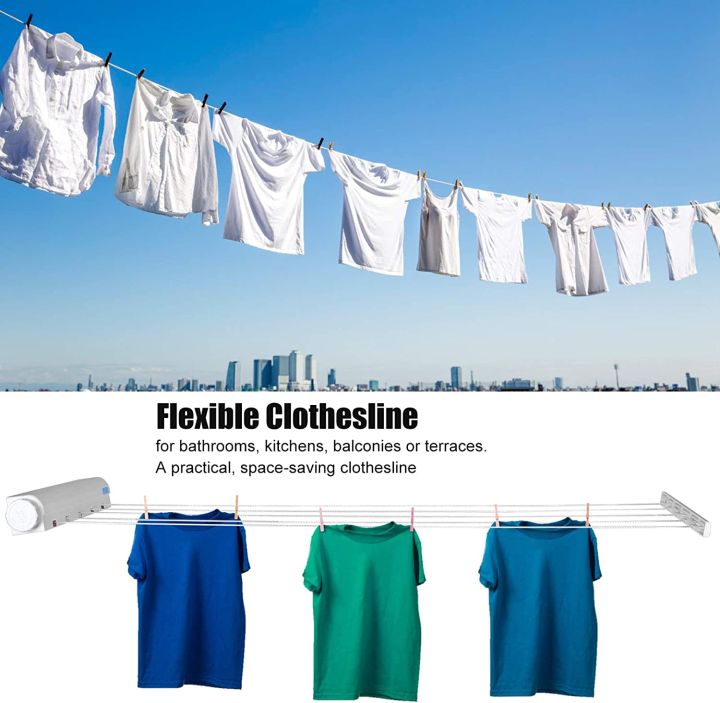 Plastic Outdoor Clothes Lines Wall Mounted Laundry Line Retractable ...