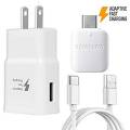Samsung Fast Adaptive Wall Adapter Charger for Galaxy S10 S9 Plus Note 9 S8 Note 8 EP-TA20JWE - 6 Foot Type C/USB-C Cable and OTG Adapter - White. 