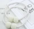 2 PCS Magnetic Pearl Curtain Buckle Magnetic Curtain Tiebacks Convenient Drape Tie European Style Decorative Weave Rope Curtain Rings & Buckles Holder for Window Sheer Blackout Draperies, Braided Straps Ball Buckles,  Parday. 