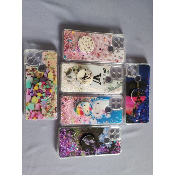 For INFINIX SMART 6 Glitter Bling With 3D Design Moving Glitter With Free Popup Socket Fancy Back Cover For Girls INFINIX SMART 6 Case
