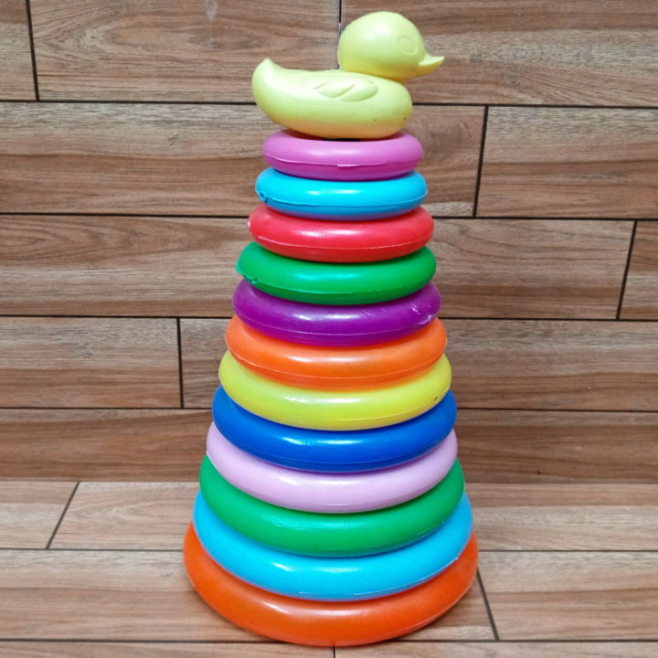 Large Rainbow Ring Tower Stacking Rings Activity Toy For Kids Art# SS- Toy-ELSS-16Inc -0003