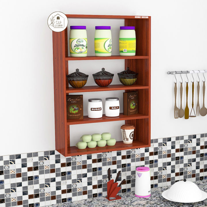 Elegant Kitchen Display Storage Rack Shelf Classic Walnut
