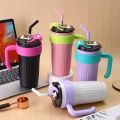 800ml Insulated Stainless Steel Travel Mug with Handle & Straw – Double Wall Vacuum Coffee Tumbler with Lid for Home, Office & Outdoor Use. 