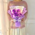 LED Lights Artificial Roses Elegant Girlfriend Blue Enchantress Flower Bouquet Organza Gift for Women Teacher's Day. 