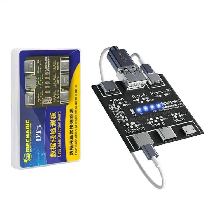 Original MECHANIC DT3 USB Cable Tester Data Cable Test Board For iPhone Android USB Type-C Lighting Date Cable On-Off Detection Tool