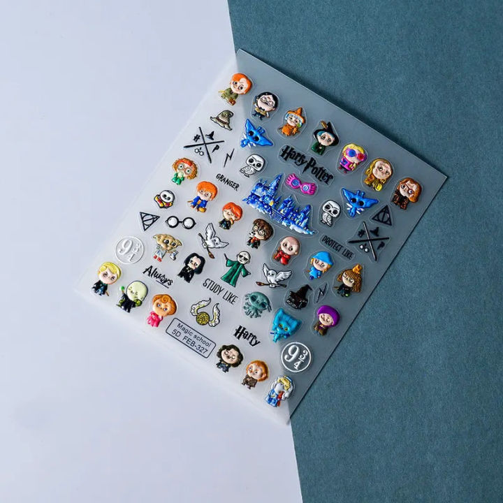 NEW Harry Nail Stickers Figures Potter Magic School Fashion Cartoon Nail Stickers Thin Traceless Adhesive Dry Glue Nail Decals
