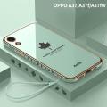 LECOMES for OPPO A37 Back Cover with Lanyard Luxury 6D Plating Shiny Maple Leaf Phone Case Soft Silicone Square Edge Mobile Cases Cover for Girls Boys. 
