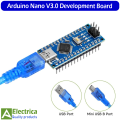 Arduino Nano V3.0 ATmega328P Development Board with USB Cable Mini Compatible Controller Board for DIY Projects, Robotics & Electronics Prototyping by Electrica. 