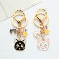 【HOT】 Cute Cat Sweet Key Chain Marinero Small Moon Kitten Anime Keychain Metal Pendant Girls Personality Bag Charm Jewelry Key Ring. 