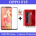 Oppo F15 Full Black 9D10D11D21D5D6D Tempered Glass Edge to Edge Full Glue Screen Protector + Back Camera 9H Gorilla Flexible Protector For Oppo F15. 