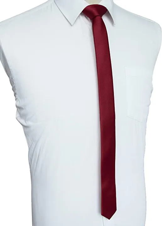 Price%20Pencil%20Tie%20Thin%20Formal%20Party%20Wear%20Red%20Maroon%20-%20Image%204
