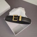 Metal Buckle Women's Leather Belt, Thin Waist Strap, Black/White, 40-inch. 