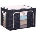 Folding Oxford Cloth Steel Frame Clothing Quilts Pillows Storage Bag Folding Organizer Box Storage Bag Zipper Lid 24 L. 