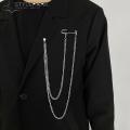 Men Suit Pin Long Chain Polished Coat Collar Pin. 
