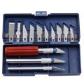 13Pcs Carving Knife Craft Sculpture Paper Cutting Blade Precision Engraving Cutter Non-Slip Hand Tool DIY Art Hobby Repair Set. 
