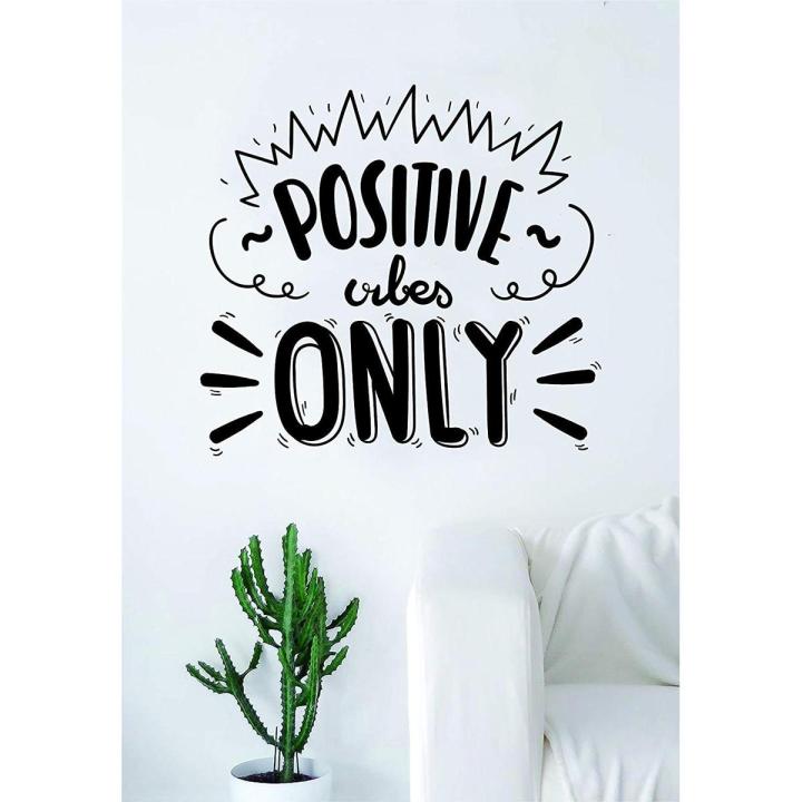 Size: 2 x 2 feet - Positive Vibes Only motivational Quote  room wall stickers for kids girls office interior  home decor decoration lovers  - Black color