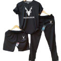 Pack Of 3 Summer Tracksuit Set for Men (T-shirt + Trouser + Short). 