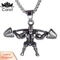 Carat Fitness Bodybuilding Weightlifting Barbell Pendant Necklace Jewelry Accessory. 
