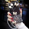COROGI for iPhone 13 Back Cover with Crystal Wrist Strap Luxury 3D Diamond Butterfly Shiny Starry Sequins Girls Case Clear Soft Silicone Protective Phone Cases. 