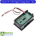 3 Wire DC 0-30V 3 Digit digital display voltage meter with Case 0.56 inch digital voltmeter indication Red display by Electrica. 