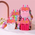 Unicorn Bag Pop Shoulder Bag Fidget Toys Push Bubble Children Toy Pop Keychain Wallet Coin Purse Silicone Crossbody Bag. 
