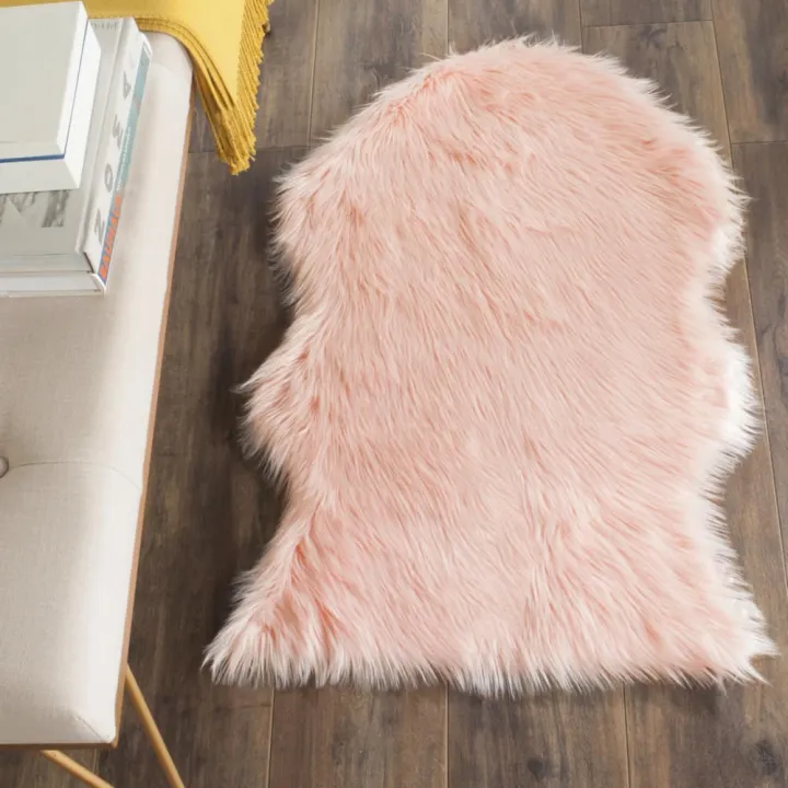 Faux%20Sheepskin%20Rug%20Fur%20Soft%20Shaggy%20Hairy%20Pink%20Floor%20Door%20Mat%20Home%20Decor%20Rug%202ft%20X%203ft%20-%20Quick%20Shipping%20-%20Image%203