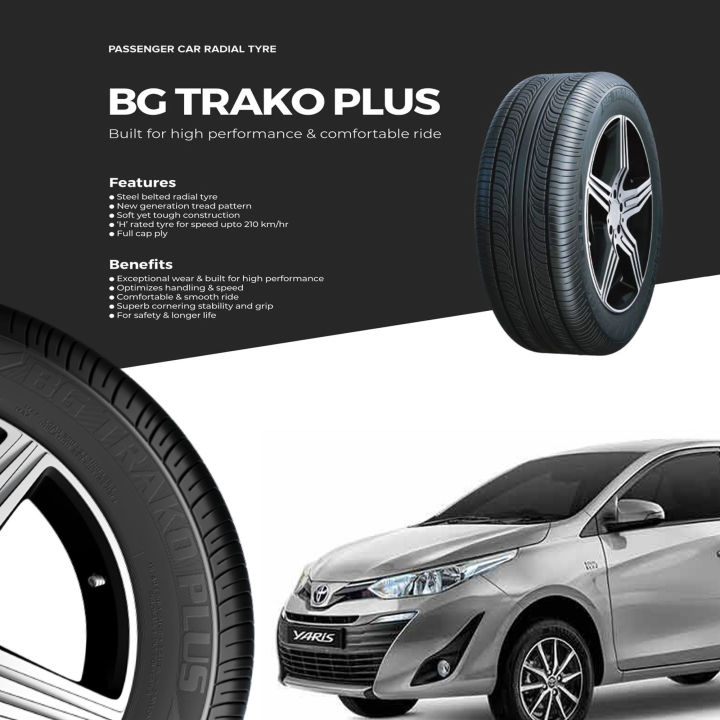GTR BG TRAKO PLUS | TUBELESS TYRES 185/60R15 WITH WARRANTY | (1 TYRE PRICE)